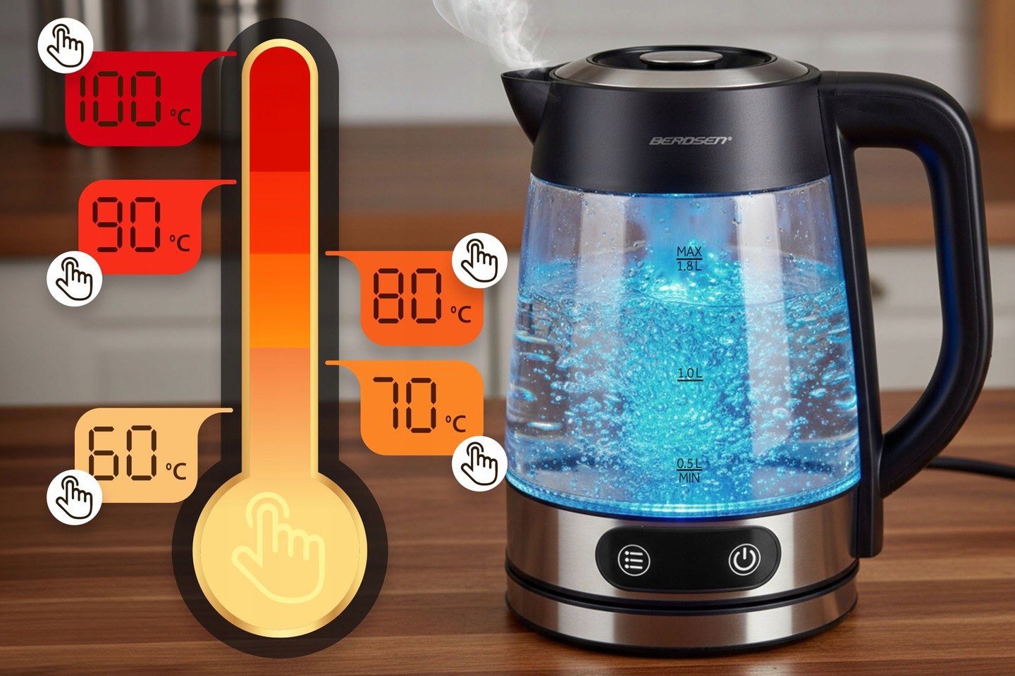 Instant grelnik vode BD-715, 1,8 l, 2200 W | Berdsen