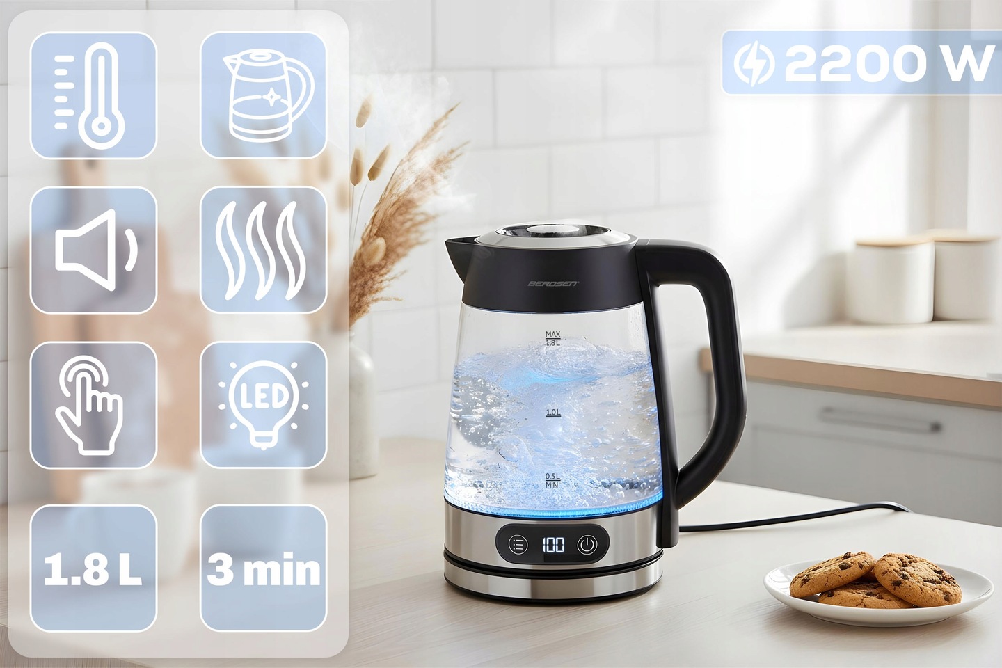 Instant grelnik vode BD-715, 1,8 l, 2200 W | Berdsen