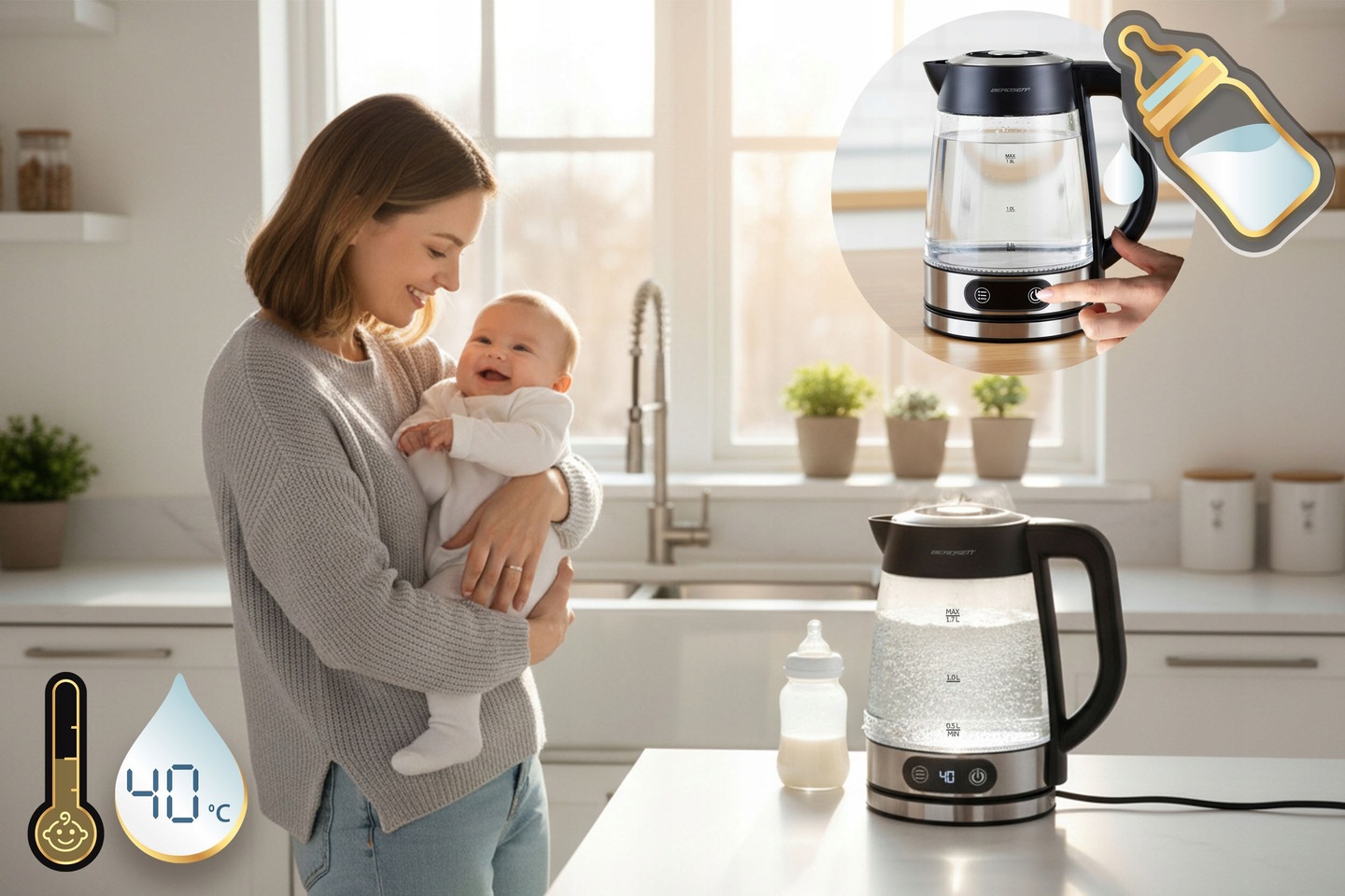 Instant grelnik vode BD-715, 1,8 l, 2200 W | Berdsen