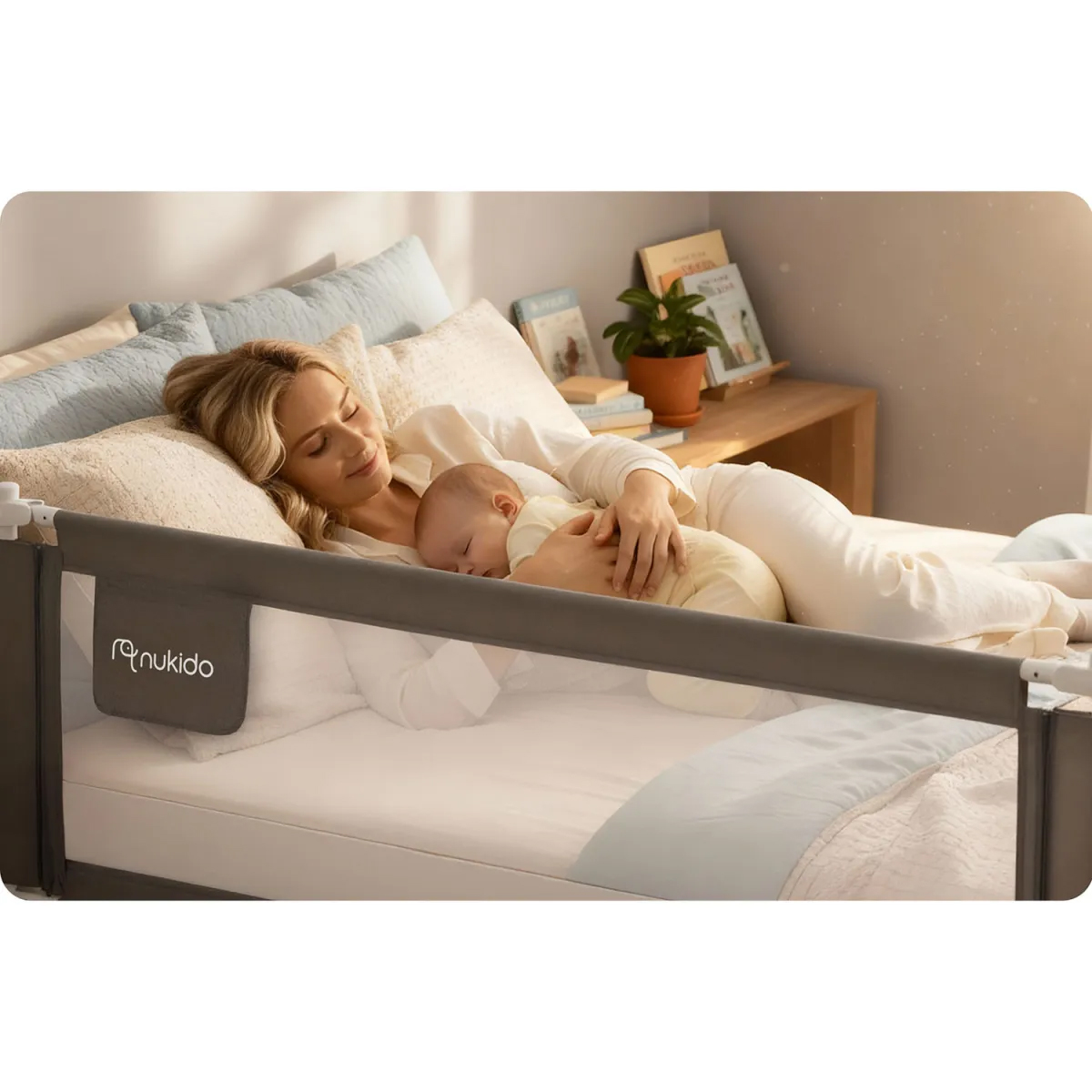 Varnostna zaščita za posteljo NK-227, 180 cm, siva | Nukido