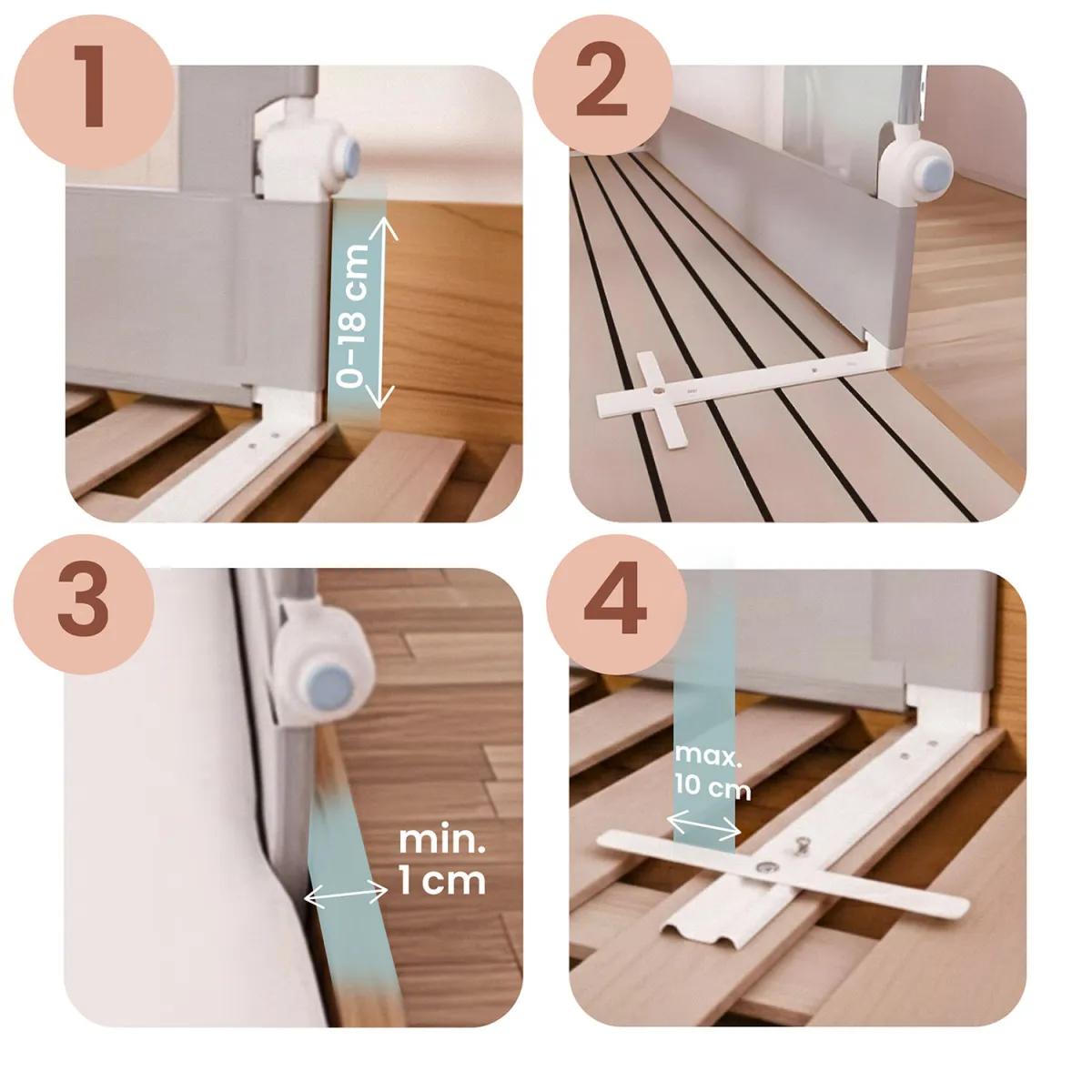 Varnostna zaščita za posteljo NK-228, 180 cm, siva | Nukido