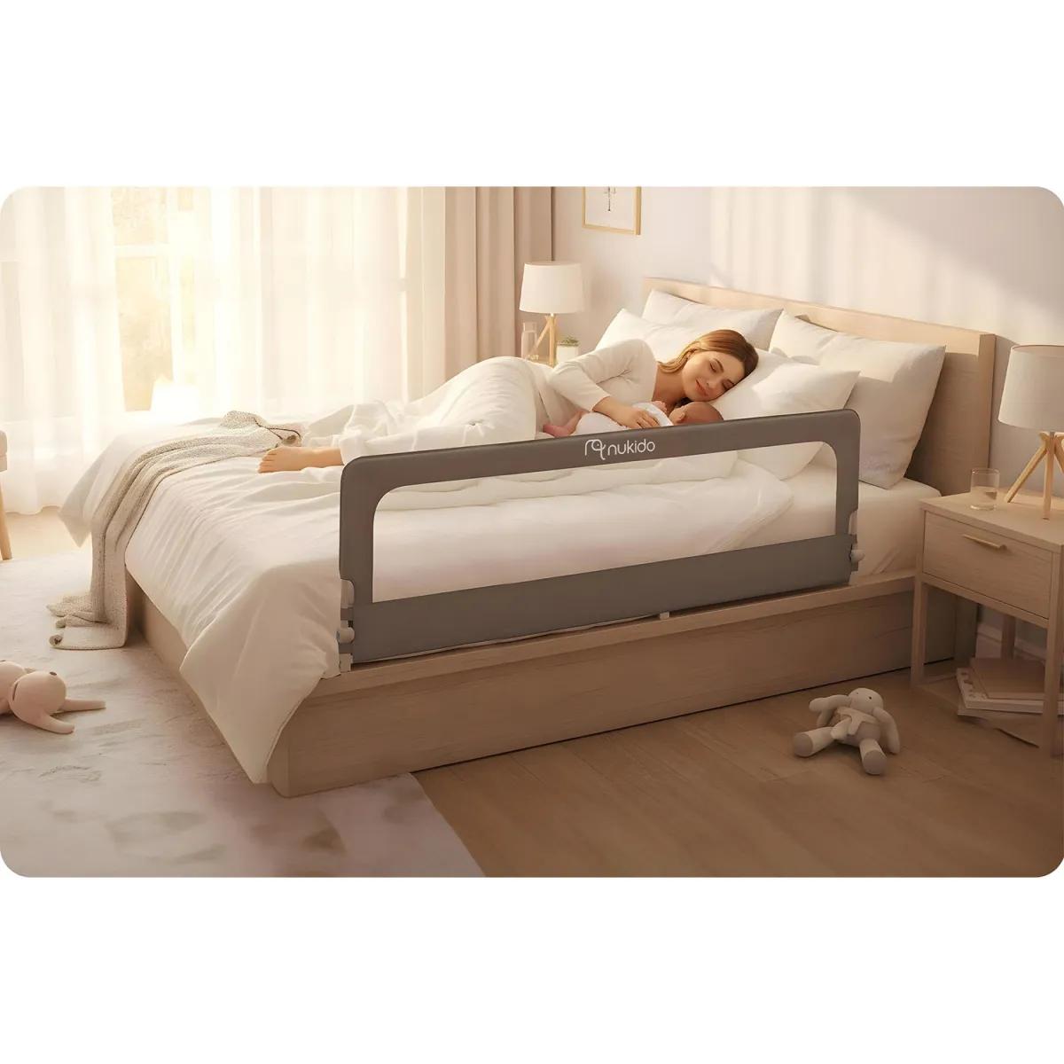 Varnostna zaščita za posteljo NK-228, 180 cm, siva | Nukido