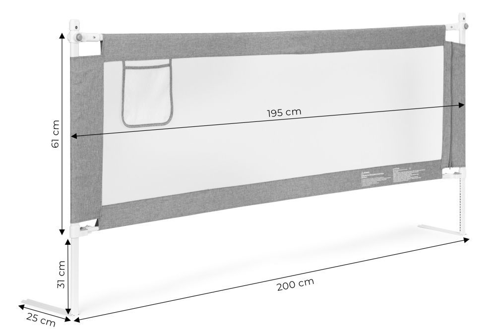 Varnostna zaščita za posteljo, 200 cm, siva | ECOTOYS