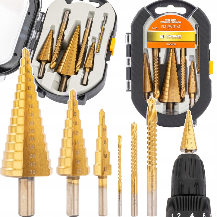 Stopničasti rezkalni svedri HSS, 6 kosov, 4-30 mm | PM-ZWSF-6T