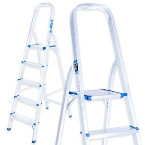 Aluminijasta lestev, 150 kg, 5-stopenjska, zložljiva | GEKO