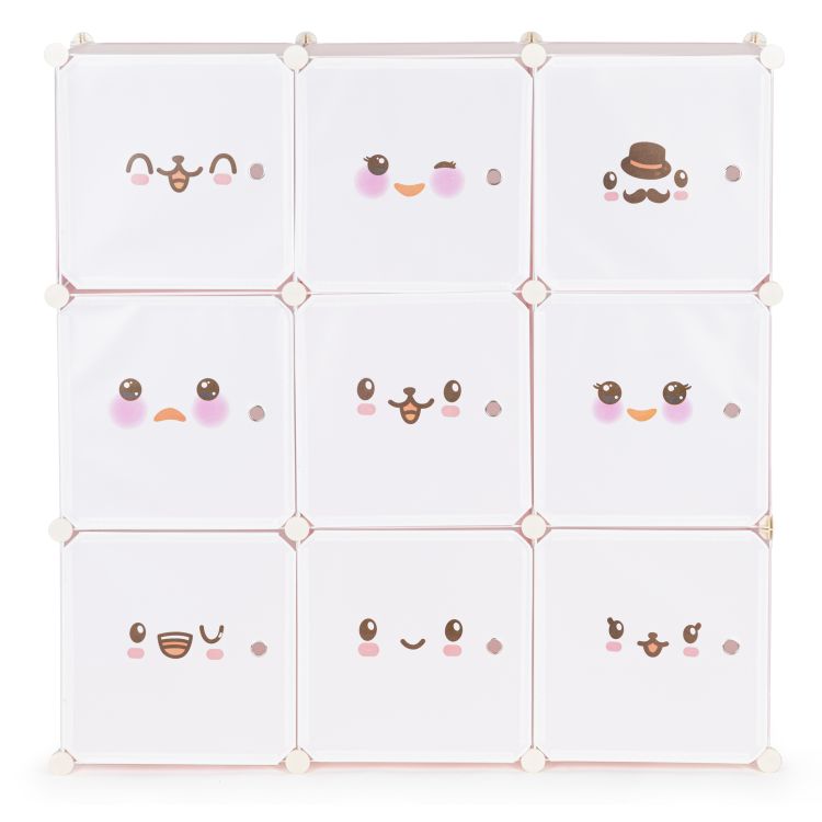 Otroška garderobna omara, 9 polic, roza | ModernHome