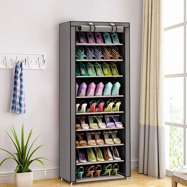 Tekstilna omara s policami, siva | ModernHome