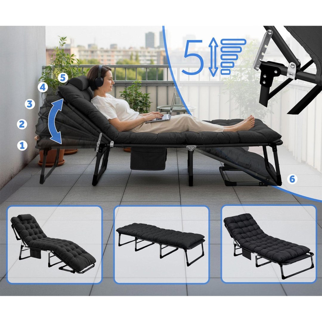 Vrtni ležalnik ChillWell Dream, črn | Sofotel