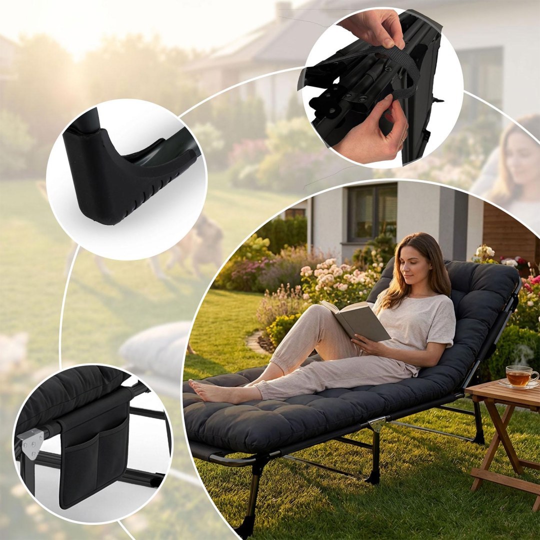 Vrtni ležalnik ChillWell Dream, črn | Sofotel