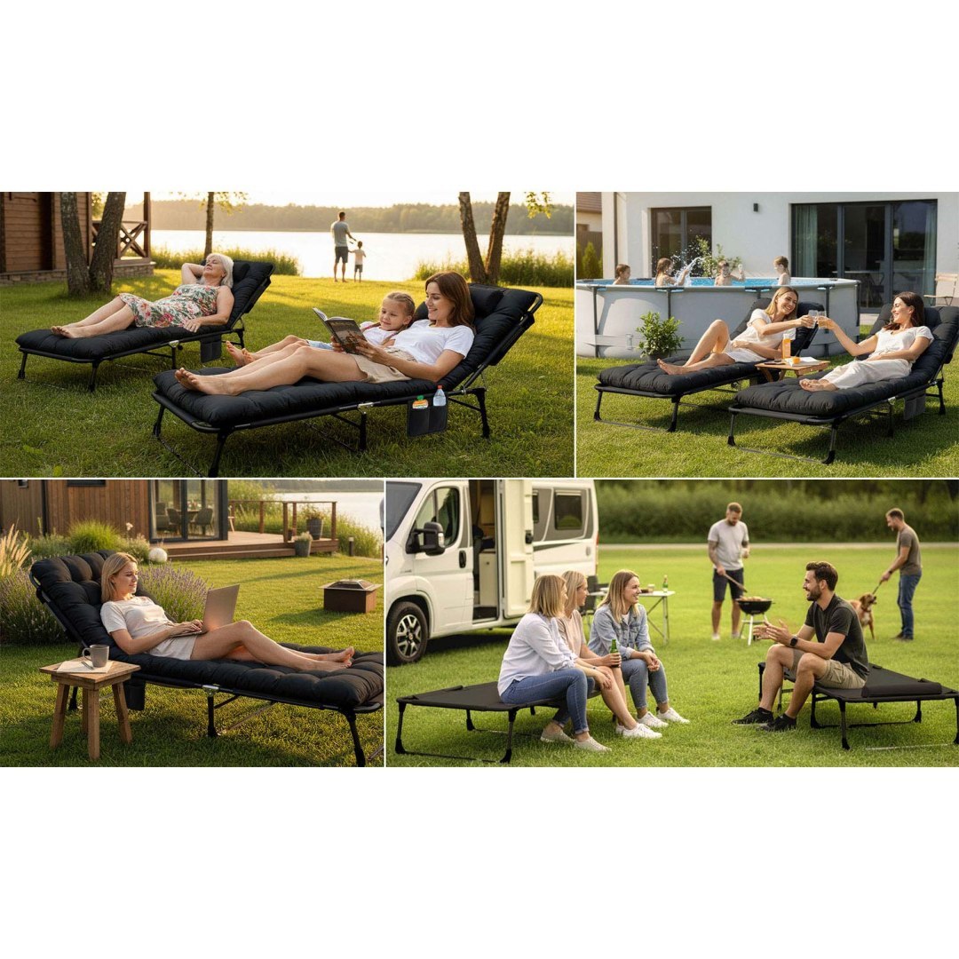 Vrtni ležalnik ChillWell Dream, črn | Sofotel