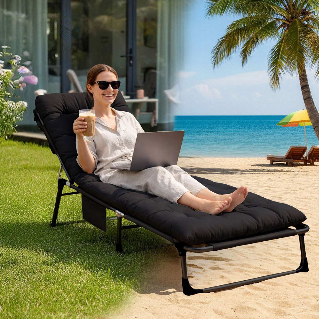 Vrtni ležalnik ChillWell Dream, črn | Sofotel