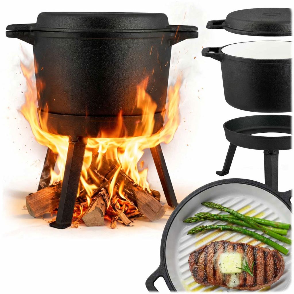 Litoželezni kotliček s ponevjo 2v1 BD-480, 8L, emajliran | Berdsen