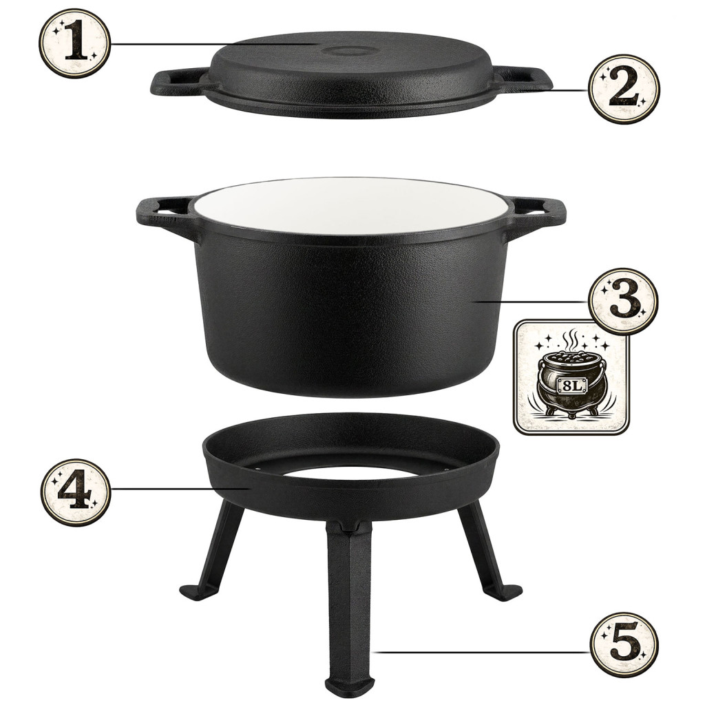 Litoželezni kotliček s ponevjo 2v1 BD-480, 8L, emajliran | Berdsen