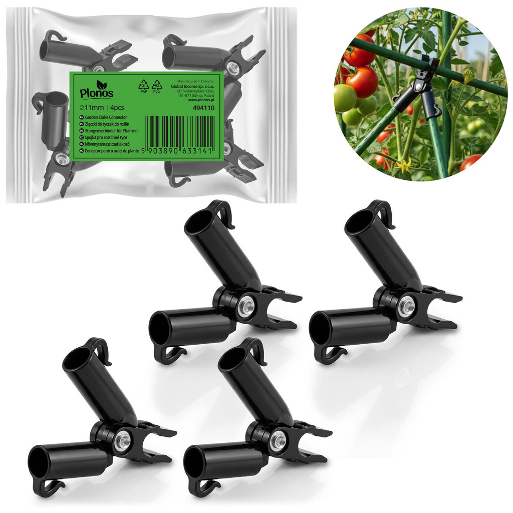 Spojnice za podporne palice PL-941, tip A, 4 kosi, 11 mm, črne | Plonos