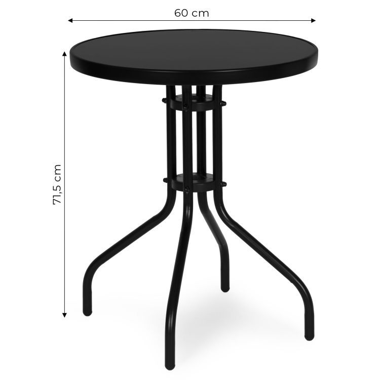 Okrogla vrtna miza, 60 cm, črna | MultiGarden