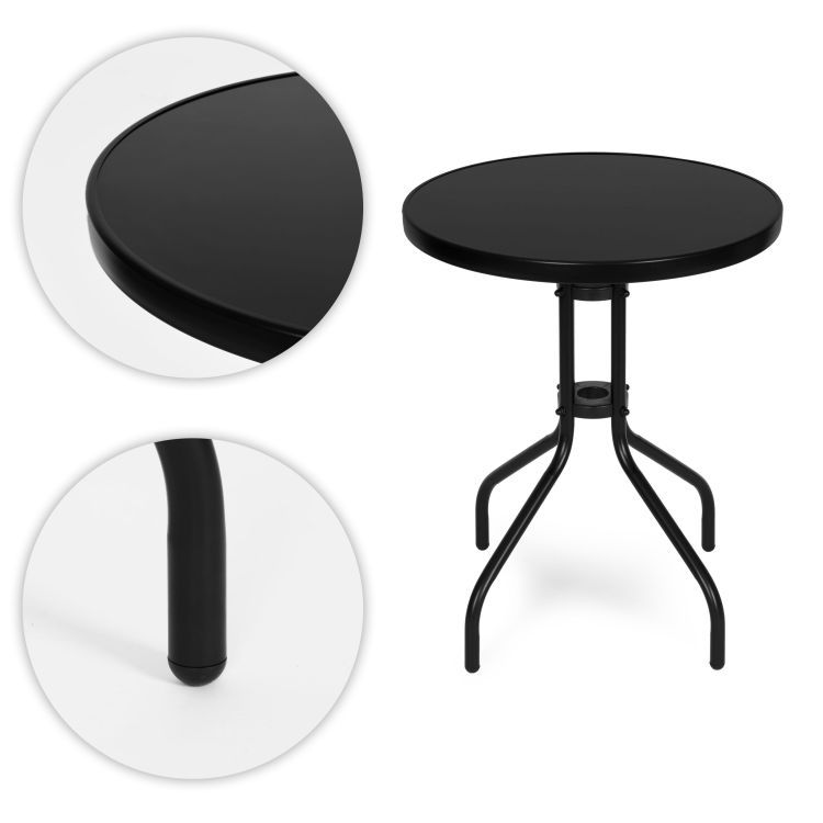 Okrogla vrtna miza, 60 cm, črna | MultiGarden