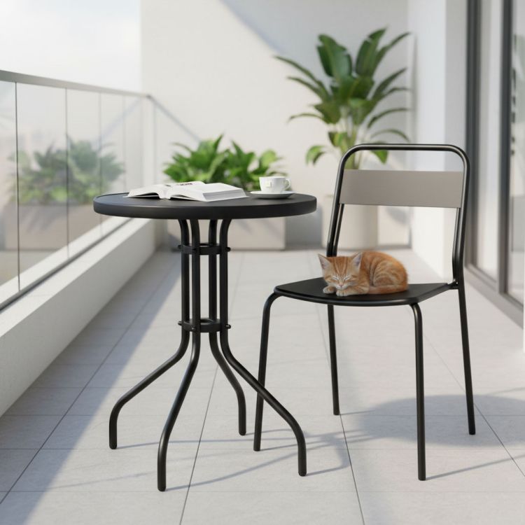 Okrogla vrtna miza, 60 cm, črna | MultiGarden