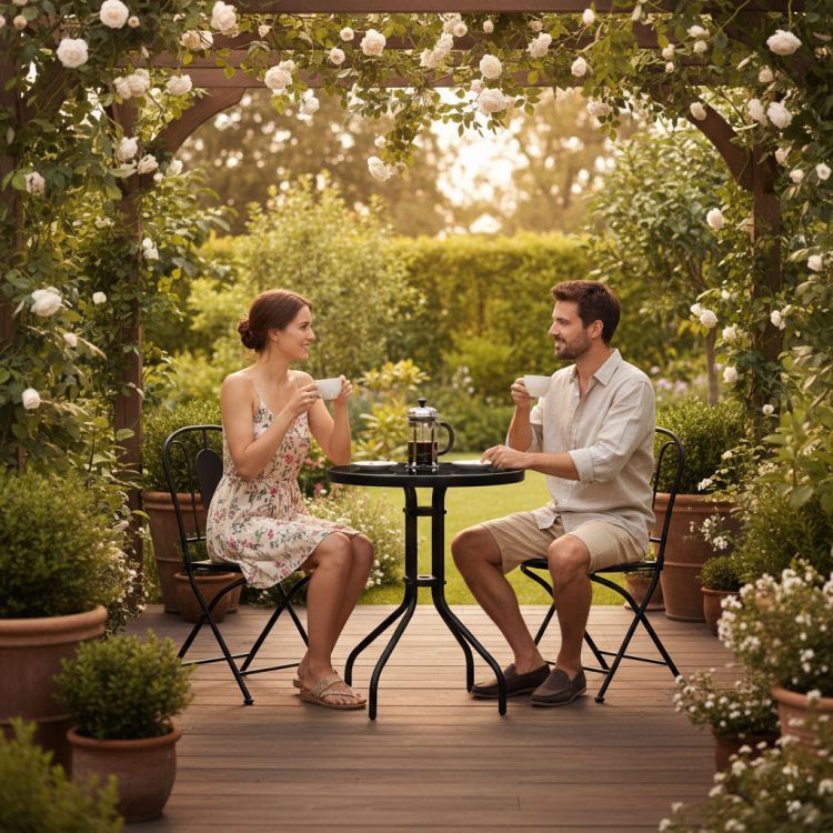 Okrogla vrtna miza, 60 cm, črna | MultiGarden