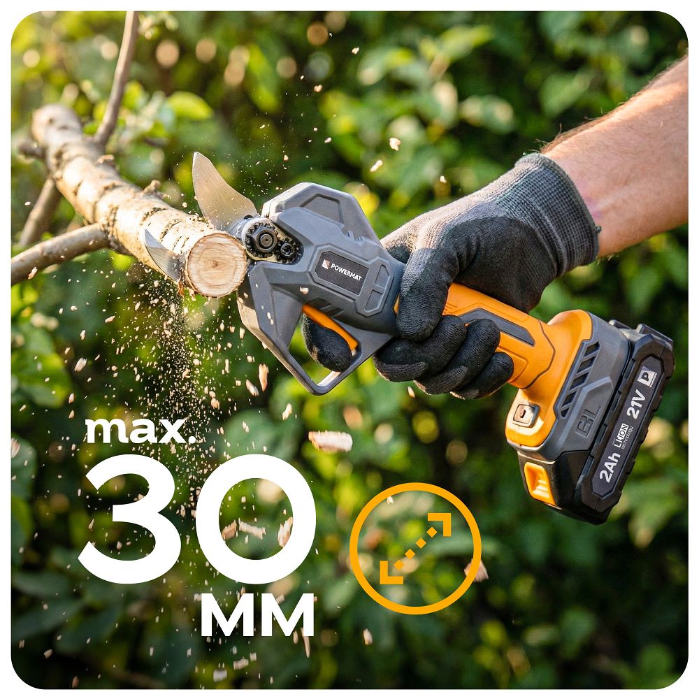 Akumulatorske vrtne škarje, 30 mm | PM-SA-21V-2AM