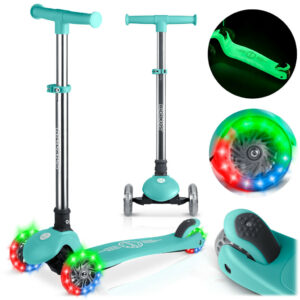 Trikolesni skuter z osvetlitvijo, turkizna | Ricokids Glow
