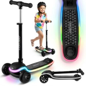 Trikolesni skiro, črn, LED | Ricokids Leddi