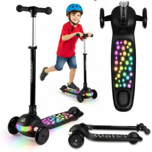 Svetlobni trikolesni skiro, črn | Ricokids Glowi