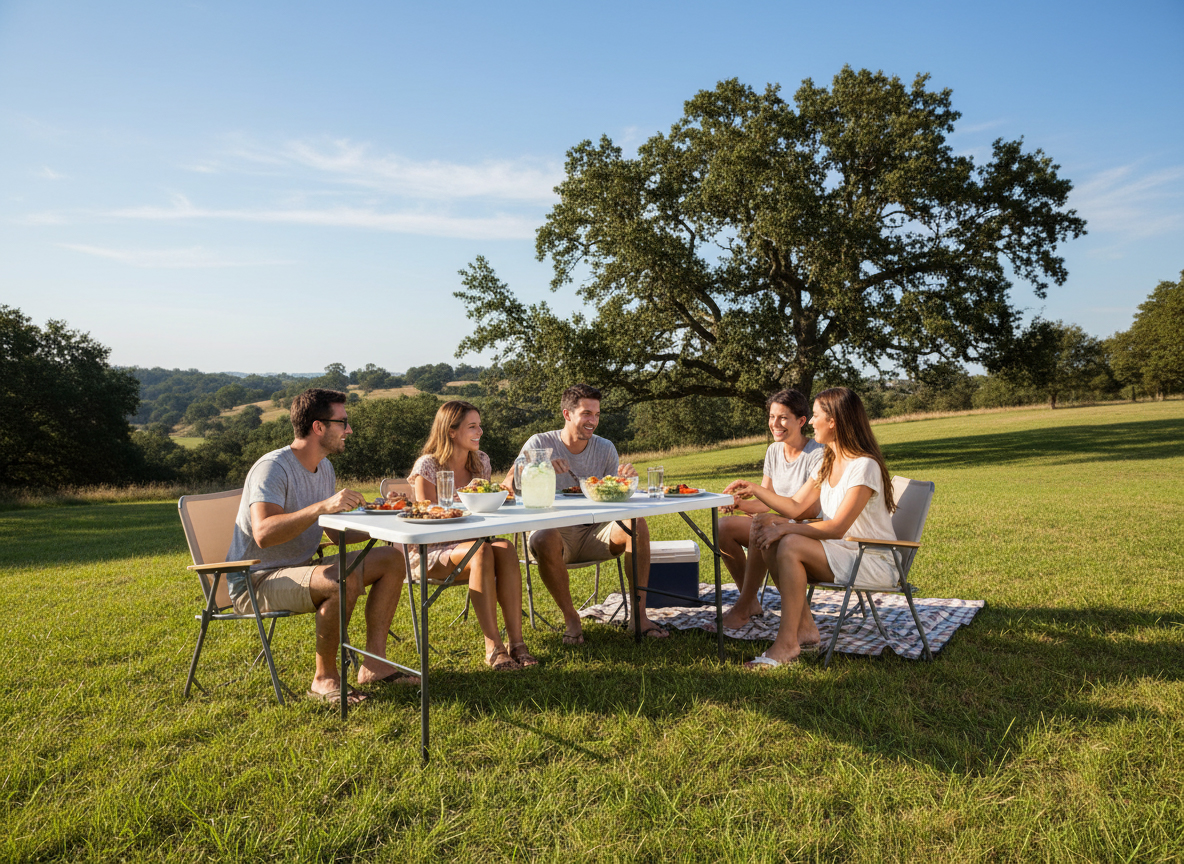 Zložljiva turistična miza, bela, 120x60x74cm | Garden Line