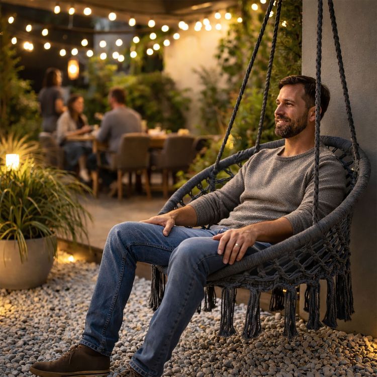 Viseči gugalnik BOHO, siv | MultiGarden